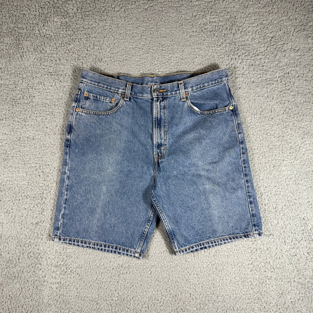 Levis 505 Jeans Shorts Mens 36 Medium Wash Denim Jorts 9in Regular Fit Straight - Picture 1 of 10